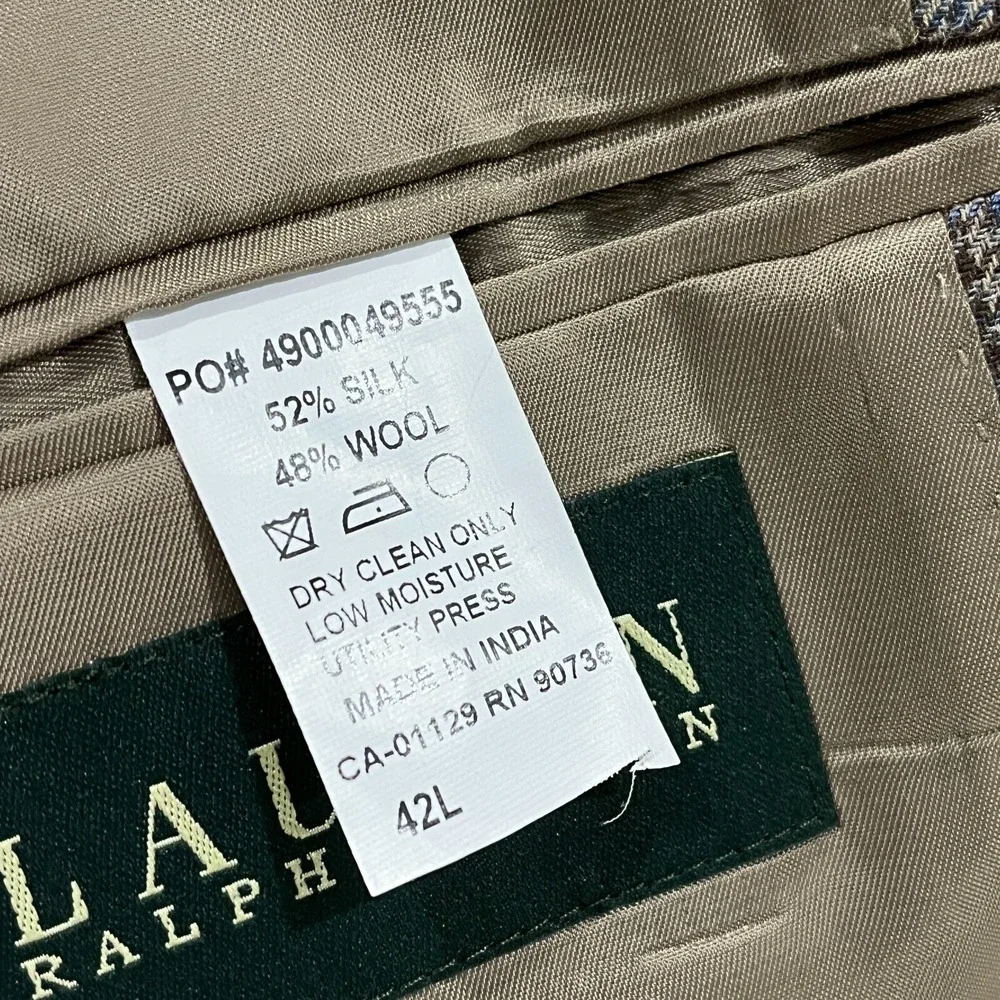 RALPH LAUREN Blazer Men's 44L Houndstooth Wool Silk Preppy Sports Coat‎